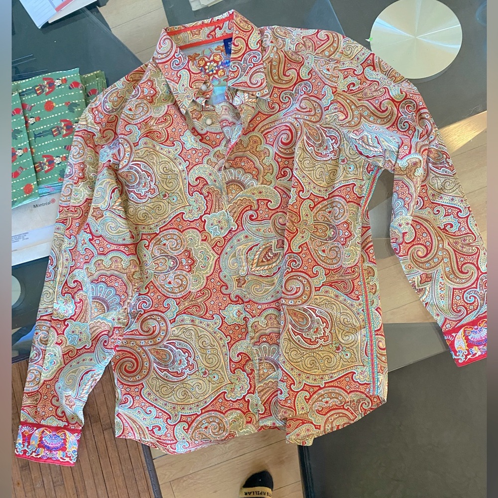 Chemise à manches longues en coton Robert Graham bleu multicolore taille médium